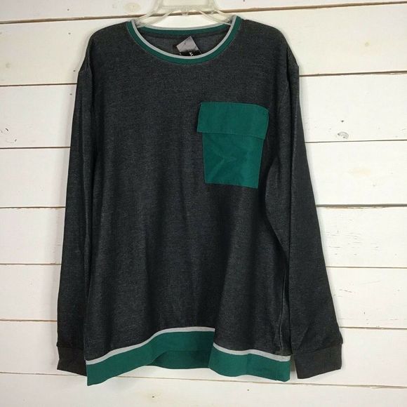 New Alfani Crewneck Sweater Utility Pocket Gray - Picture 1 of 7